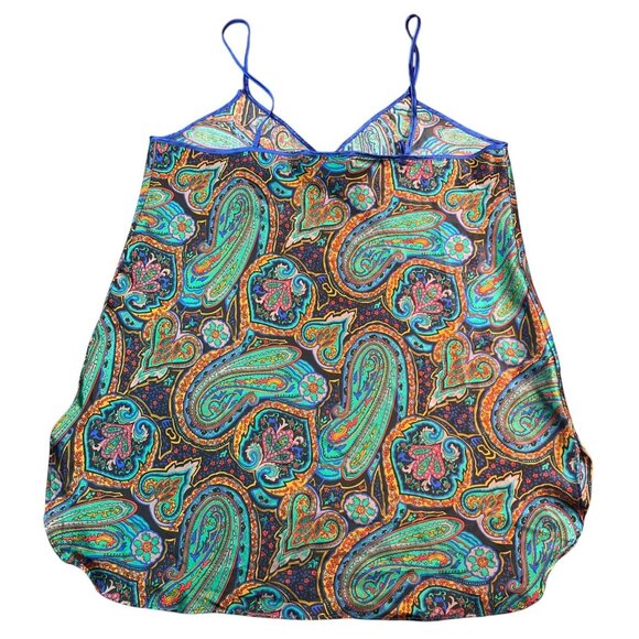 Vintage 90's California Miss Paisley Slip Dress With Spaghetti Straps Boho Style - Picture 8 of 9